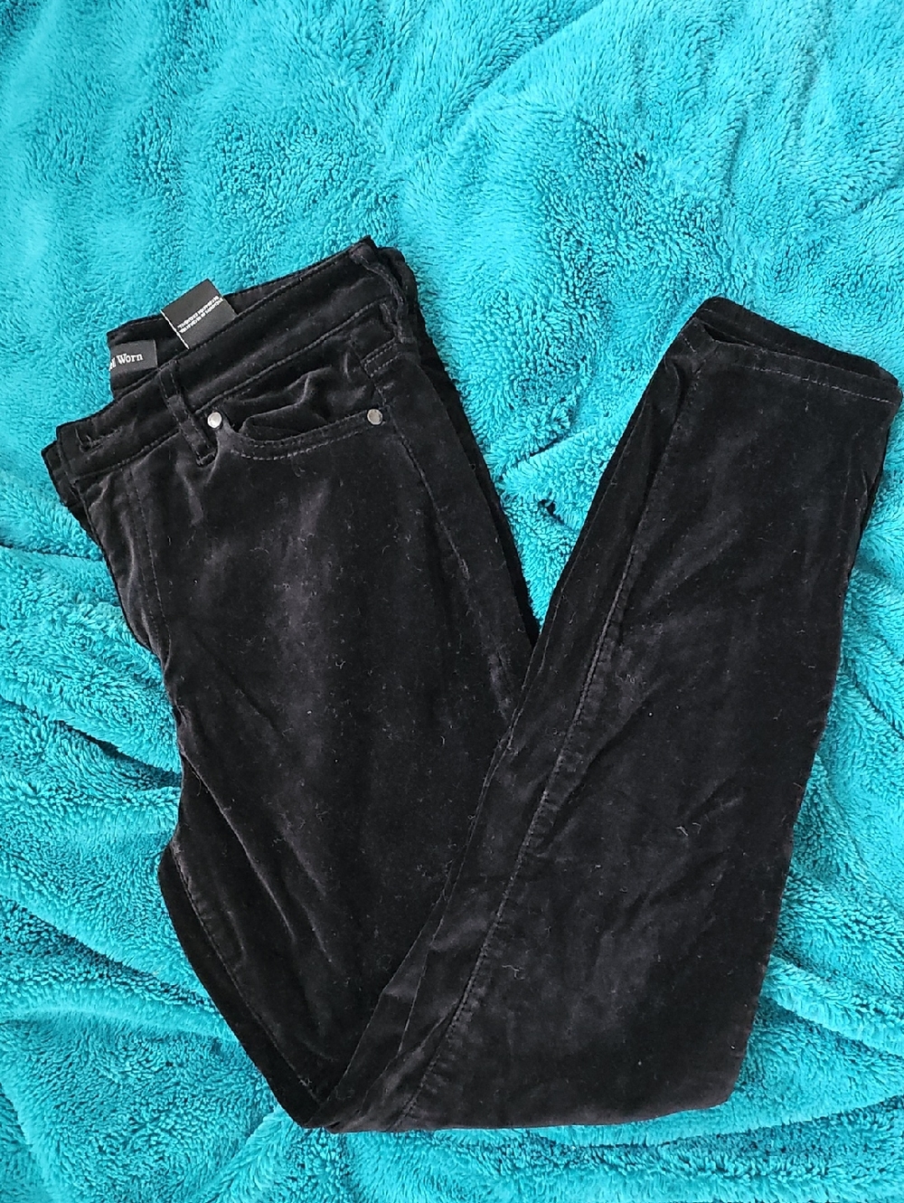 Black VELVET Skinny Jeans, Size 6/28
